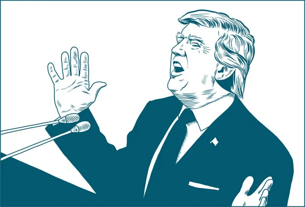 Februar 2018 Donald Trump Vektor Porträt Zeichnung Illustration — Stockvektor