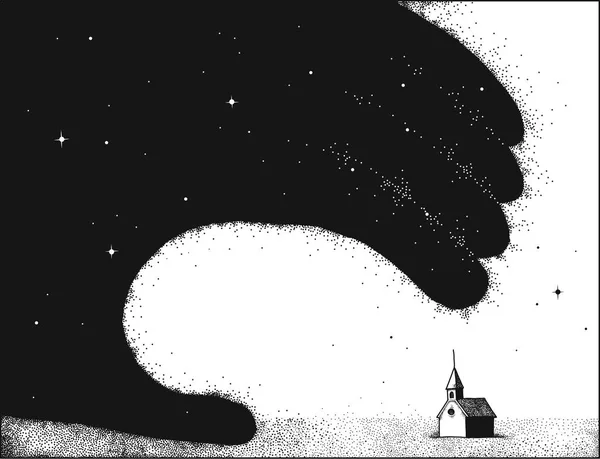 Día Noche Ilustración Blanco Negro — Vector de stock