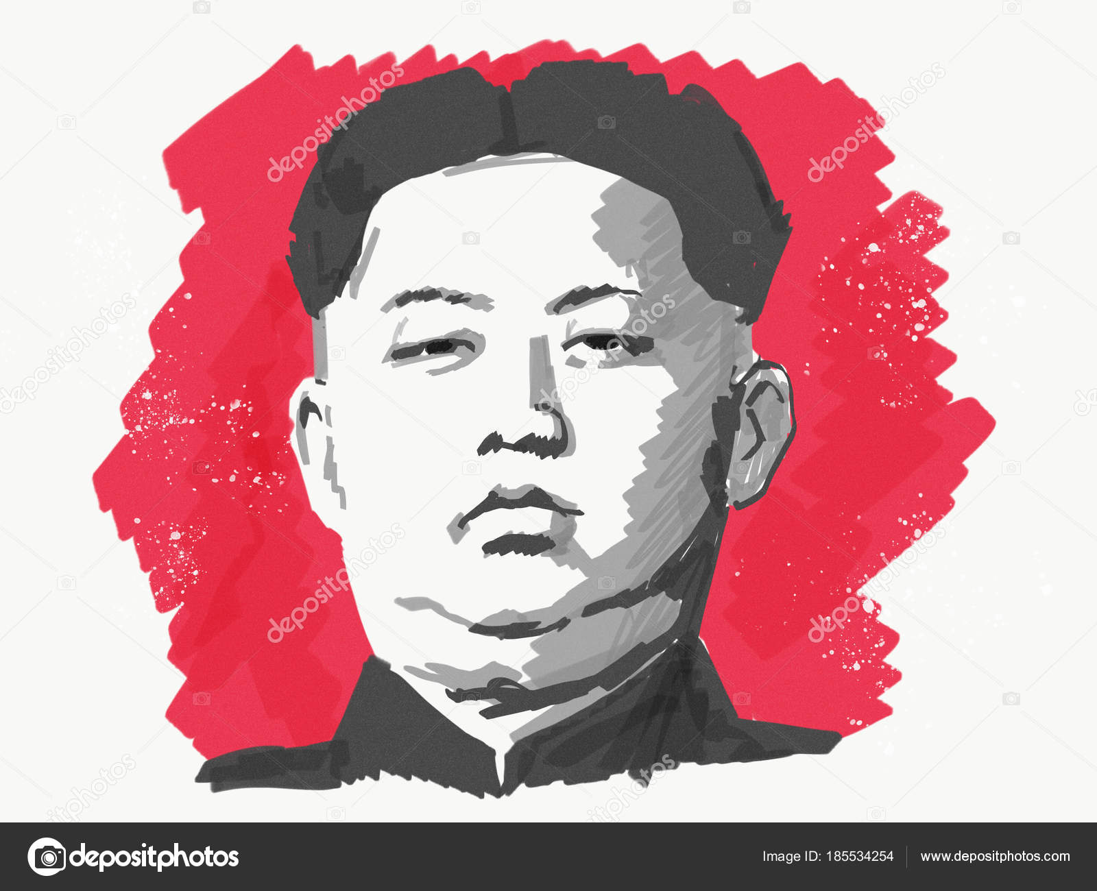 Kim Jong-un Desenhos animados com bandeira da Coreia do Norte. Ilustração  vetorial Vetor de ©doddis 152017112, image size:1600x1300