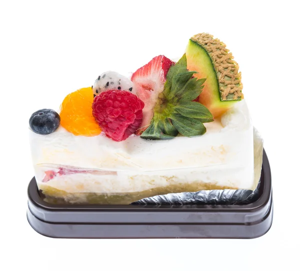 Fruits cake isolated on white background — Stock Photo, Image