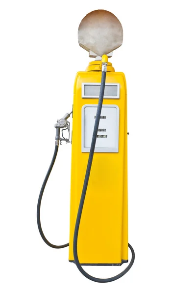 古色古香的黄色气体泵在白色与剪切路径 — 图库照片