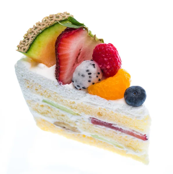 Fruits cake isolated on white background — Stock Photo, Image