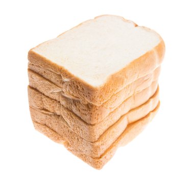 Beyaz ekmek, beyaz arka plan üzerinde izole ekmek dilimlenmiş