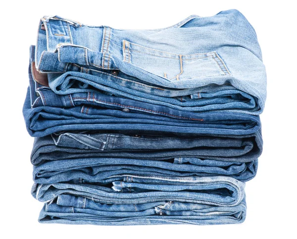 Mavi jeans yığını