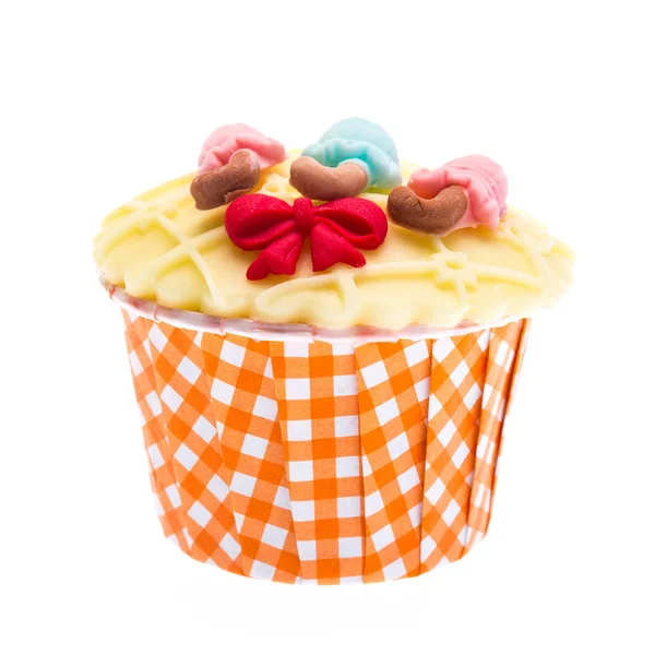 Cupcake and icing candy on top isolate on white background — Stock Photo, Image