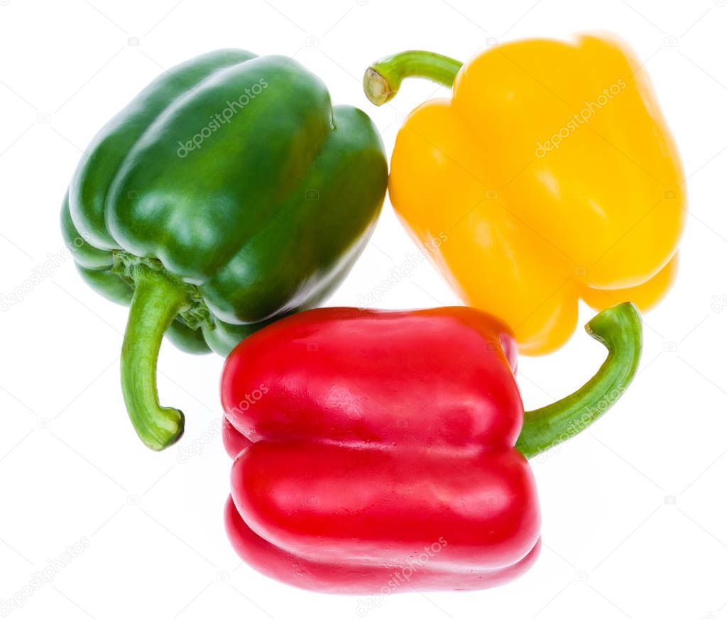 Colored paprika (pepper) isolated on a white background
