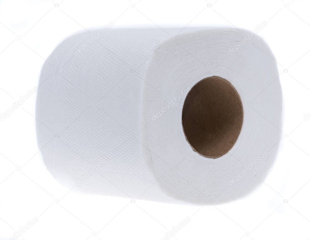 white rolled tissue paper isolated on a white background