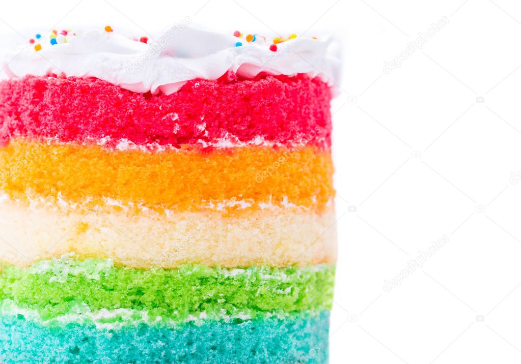 Layer of rainbow cake