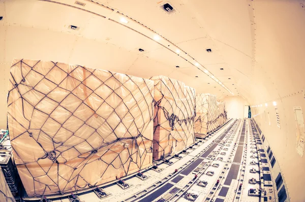 Inside cargo freighter - retro vintage filter effect — Stock Photo, Image