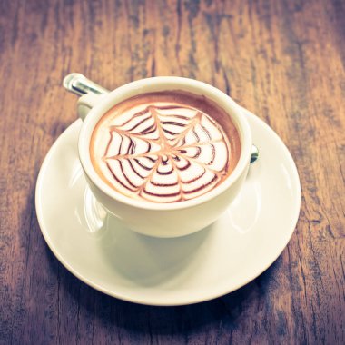 Ahşap arka plan - retro vintage filtre efekti üzerinde kahve fincanı