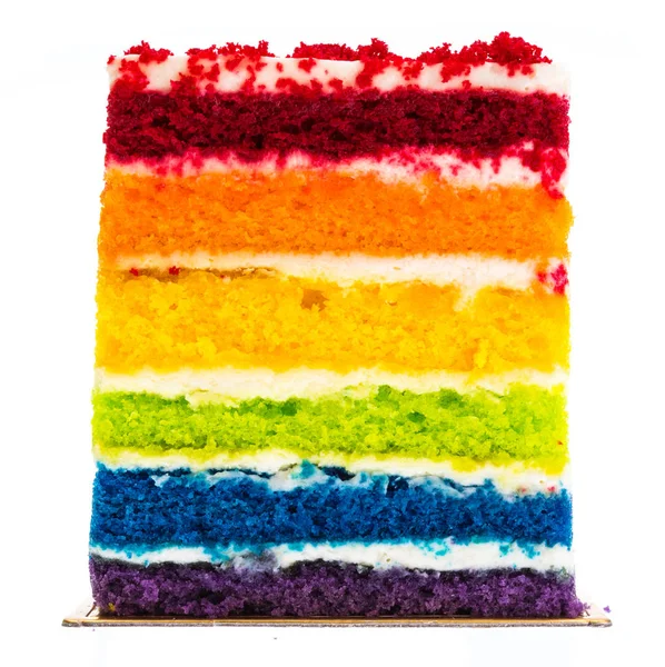 Rainbow cake isolated on white background — Stock Photo, Image