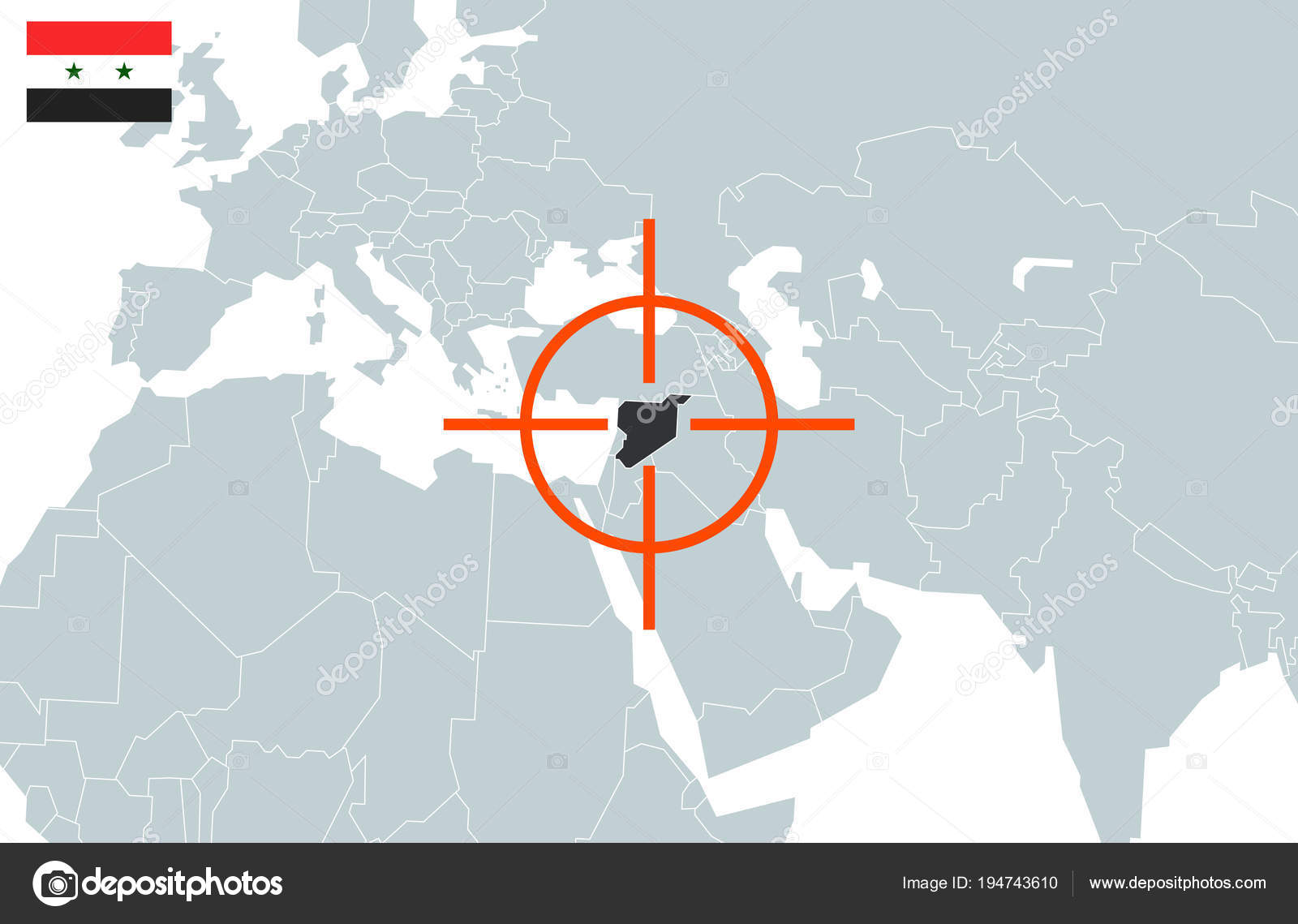 La Syrie Sur La Carte Du Monde En Perspective Illustration