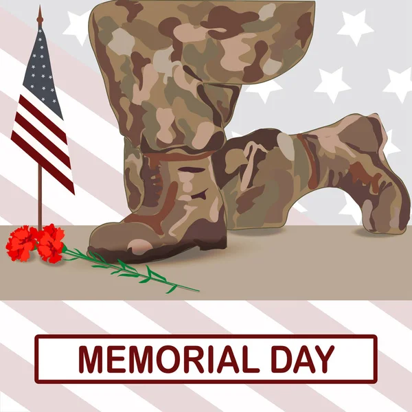 Memorial day. Soldat knäböjde i minnet av döda — Stock vektor