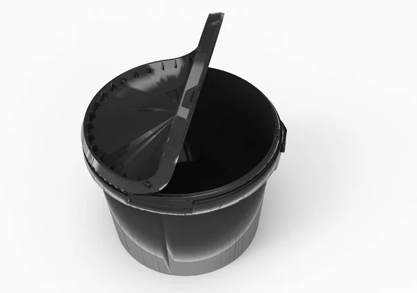 Zwarte verf doos verpakking — Stockfoto