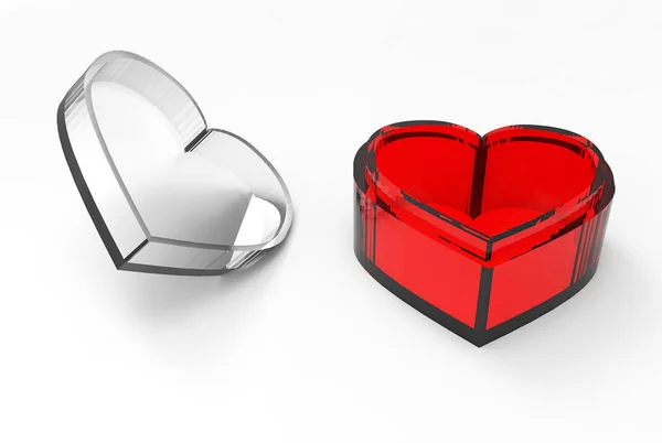 Caixa em forma de coração com 3D — Fotografia de Stock