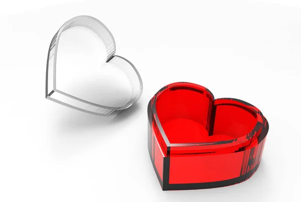 Caixa em forma de coração com 3D — Fotografia de Stock