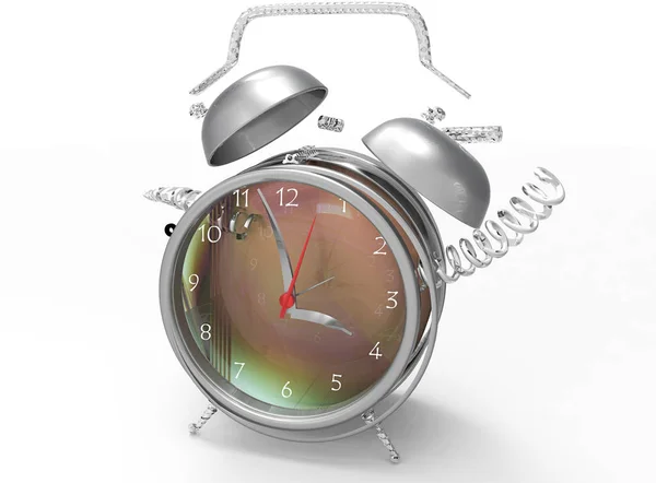 Fragmenterade crazy clock 3d — Stockfoto