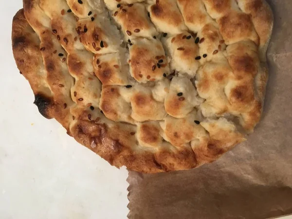Pita vagy a szezámmagos kenyér háttér — Stock Fotó