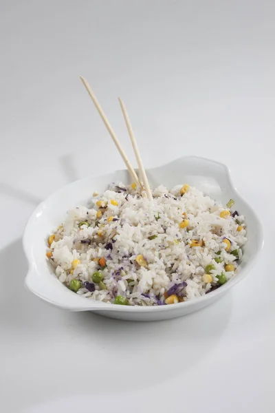 Reis Nahrung Hintergrund Einheit Isolieren — Stockfoto