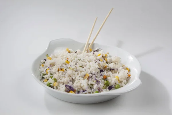 Reis Nahrung Hintergrund Einheit Isolieren — Stockfoto