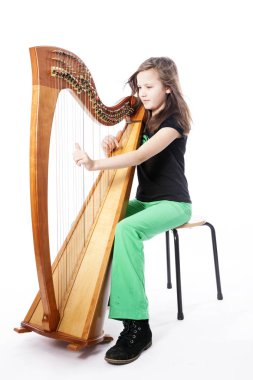 Yeşil pantolon içinde genç kız ARP studio çalış.