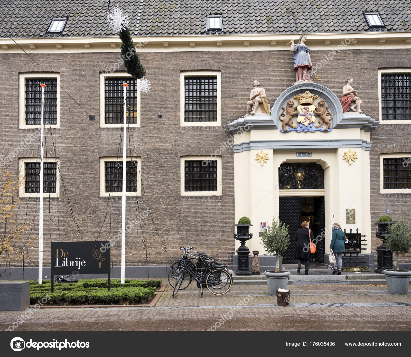 Facade of famous restaurant de librije in dutch town of zwolle Stock Editorial Photo