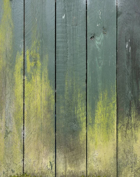 Part of old wooden green painted peeling old wood of shed or fence — Stock Photo, Image