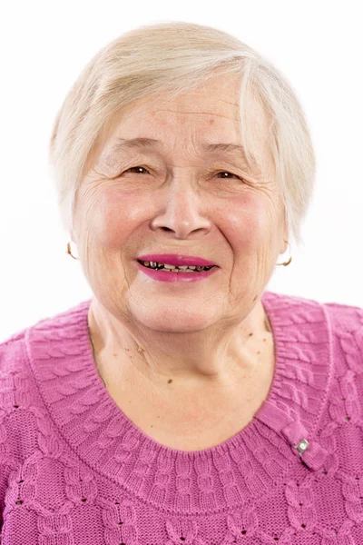 Stara Kobieta Uśmiecha Się — Zdjęcie stockowe