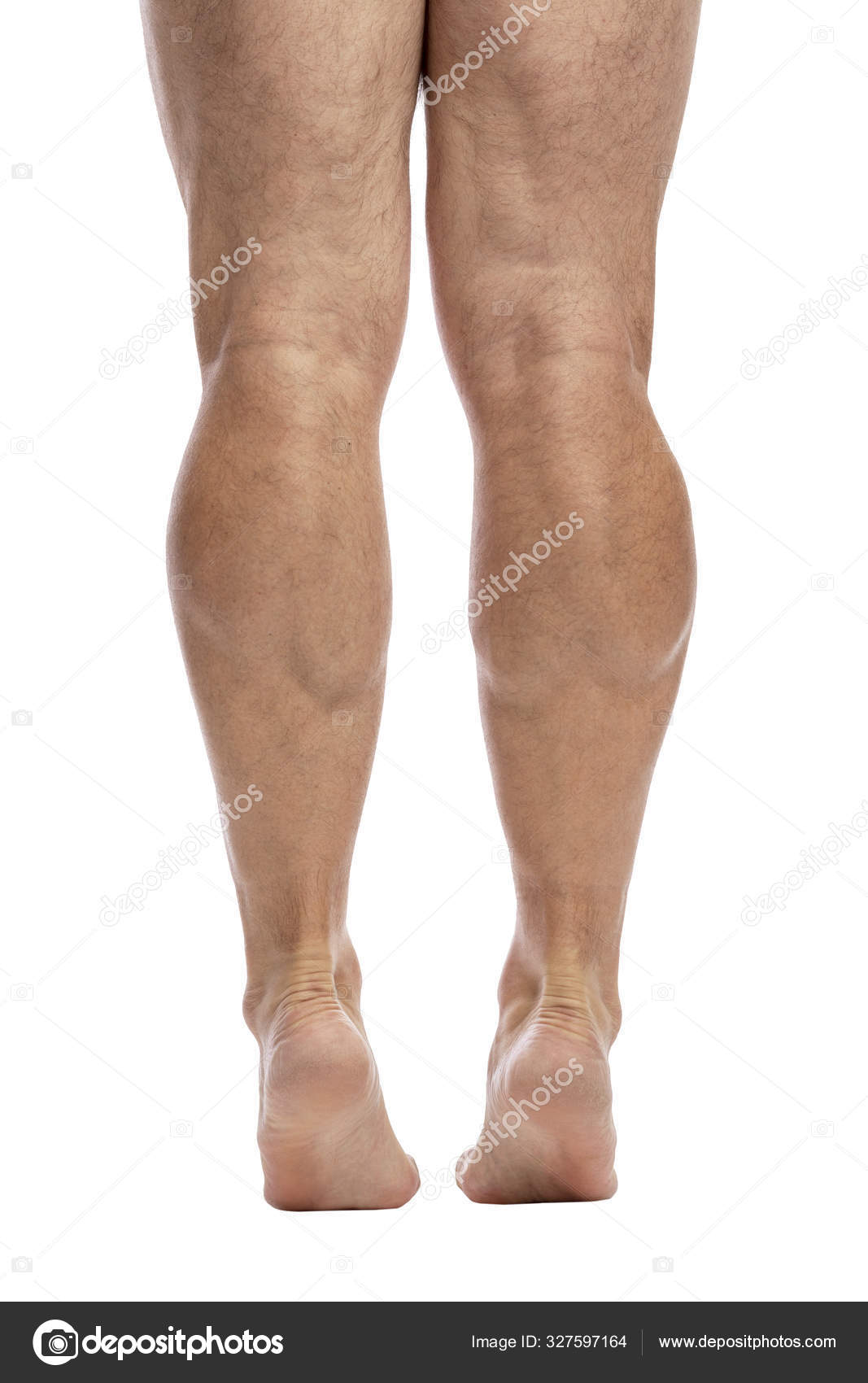 Men's legs to the knees. Back view. Isolated over white background. Stock  Photo by ©Demanna 327597164
