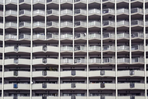 Apartment building with balconies. Close-up.