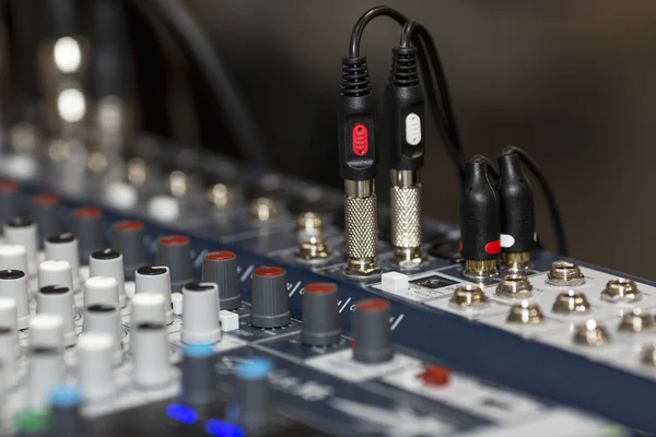 Ovládací Panel Mixéru Zvuku Detailní Záběr — Stock fotografie