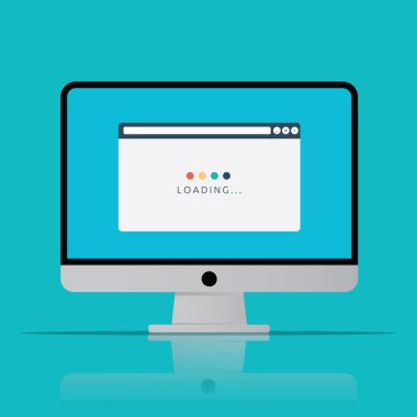 Sayfa tarayıcı simgesini bilgisayar düz stil vektör illustra yükleme