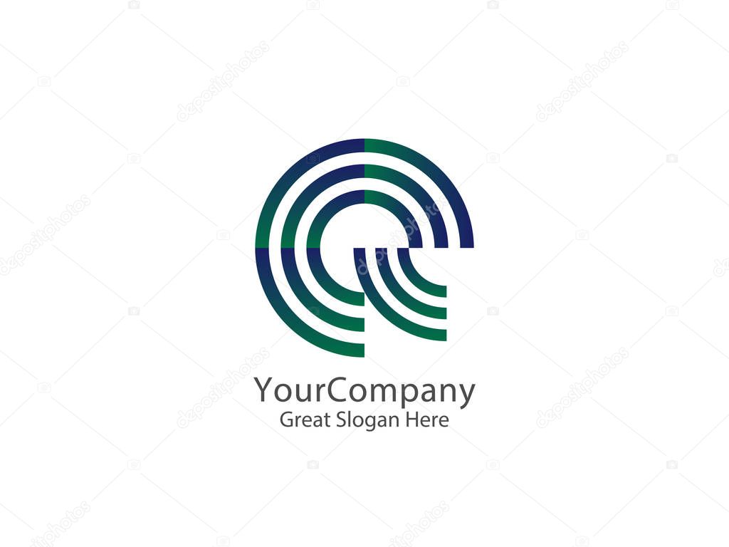 Letter E and Q Logo Icon. circle line logo design concept Template Vector Illustration