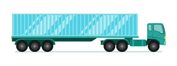 Lastbil trailer med container. långa fordon med platt design stil vektorillustration. — Stock vektor