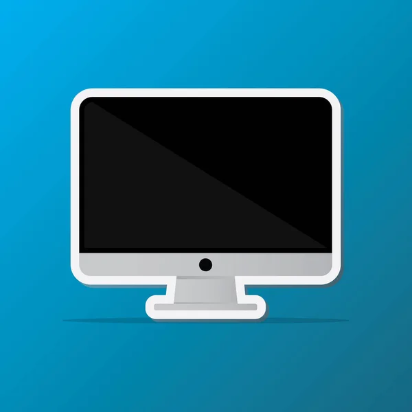 Isolato icona del computer desktop. PC monitor icona stile piatto vettoriale — Vettoriale Stock