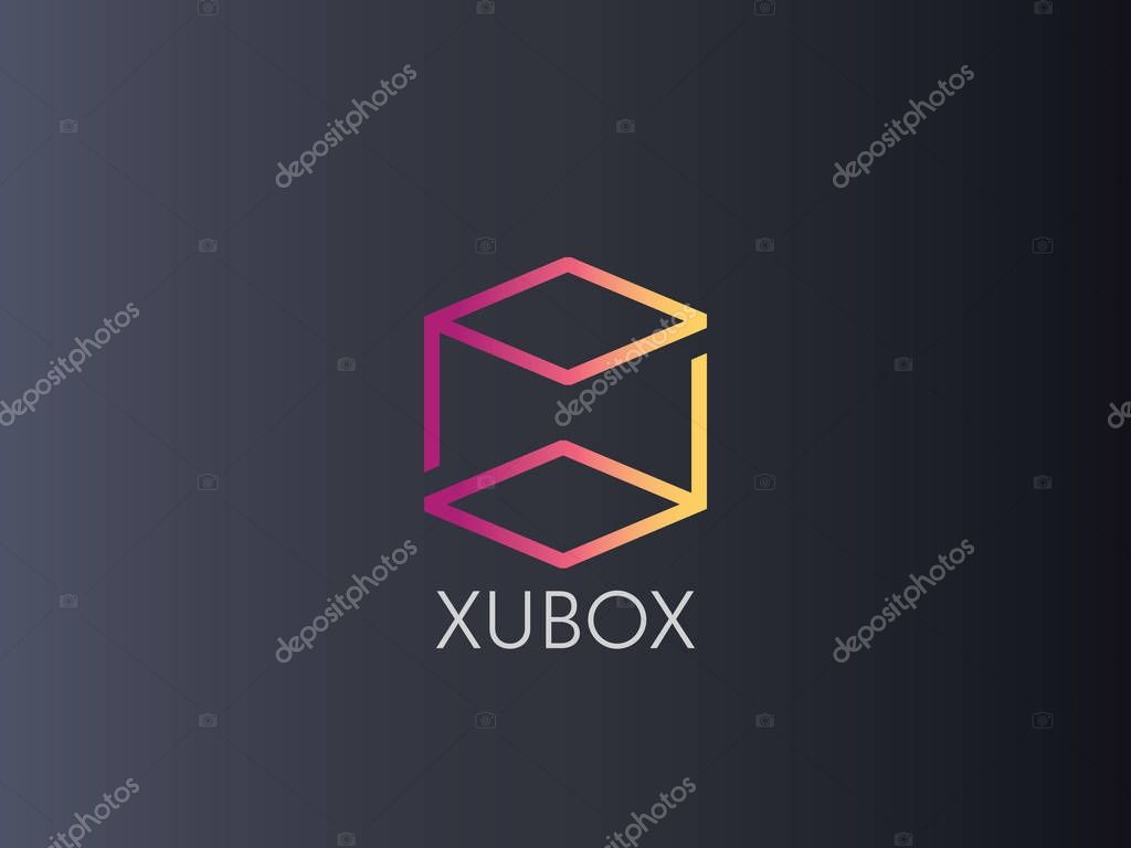 Abstract box cube logo icon template. blockchain and technology thing concept symbol vector illustration