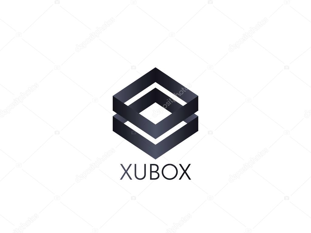 Abstract box cube logo icon template. blockchain and technology thing concept symbol vector illustration