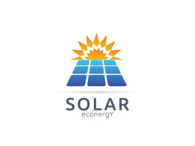 Güneş paneli enerji logo simge. sıfır atık konsept tasarımı