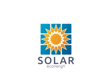 Güneş paneli enerji logo simge. sıfır atık konsept tasarımı