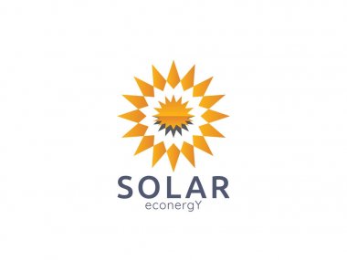 Güneş paneli enerji logo simge. sıfır atık konsept tasarımı