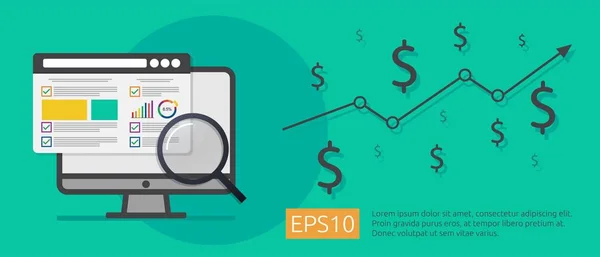 Estratégia de pesquisa de negócios de mercado, banner de desenvolvimento de análise de dados — Vetor de Stock