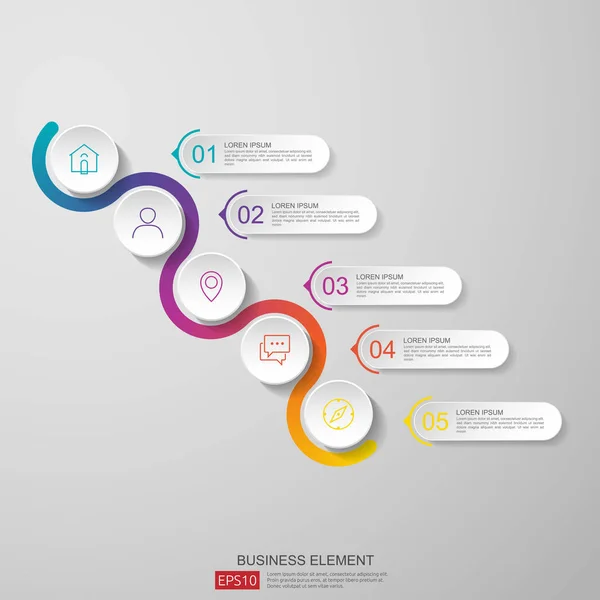 3d kağıt etiket, entegre daireler ile infographics zaman çizelgesi tasarım şablonu vektör. İş kavramı ile seçme hakkı. İçerik, diyagram, akış şeması, adımları, parçalar, iş akışı düzen, grafik için