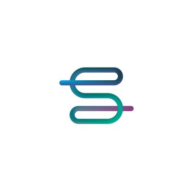 S harfi logo simge öğeleri. Doğrusal düz konsept tasarımı.