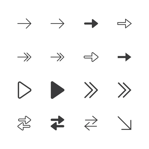 Arrow Icons. Отдельный набор пиктограмм с плоским стилем на белом фоне для пользовательского интерфейса, приложения, веб-сайта, логотипа. Векторная иллюстрация . — стоковый вектор