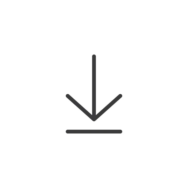 Baixar ícone. Seta para baixo pixel perfeito isolado com estilo plano em fundo branco para UI, aplicativo, site, logotipo. Ilustração vetorial . — Vetor de Stock