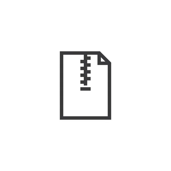 Zip-Dokument Umriss-Symbol. Isoliertes Notizpapier-Symbol in dünnem Linienstil für Grafik- und Webdesign. einfache flache Symbolpixel perfekte Vektorillustration. — Stockvektor