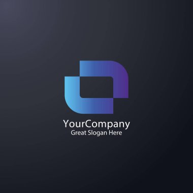 iş logo. soyut kare yuvarlak döngü şekil sembolü. vektör çizim