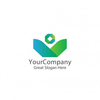 Kurumsal İş Finans logo kavramı soyut büyüme kutu küp çiçek yaprak öğesi dijital, apps ve teknoloji hizmet şey için ile. sembol şablon vektör çizim.