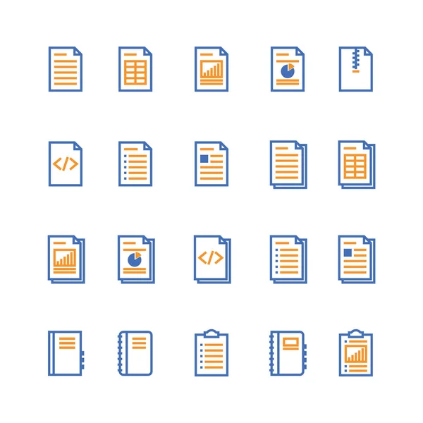 Document et icône de contour de cahier. icône isolée de papier de liste de contrôle dans le style de ligne mince pour la conception graphique et Web. Symbole plat simple Pixel Vecteur parfait Illustration . — Image vectorielle