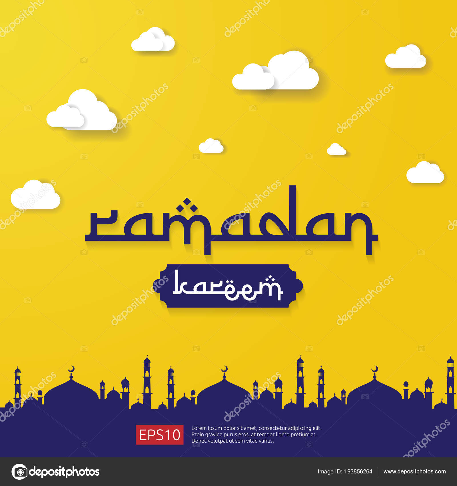 Ramadan Kareem Islamic Greeting Design Dengan Elemen Kubah Masjid Dalam Gaya Datar Ilustrasi Vektor Latar Belakang Stok Vektor C Poenya200 193856264